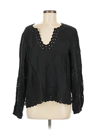 Pre-owned Jcrew Long Sleeve Blouse In Black