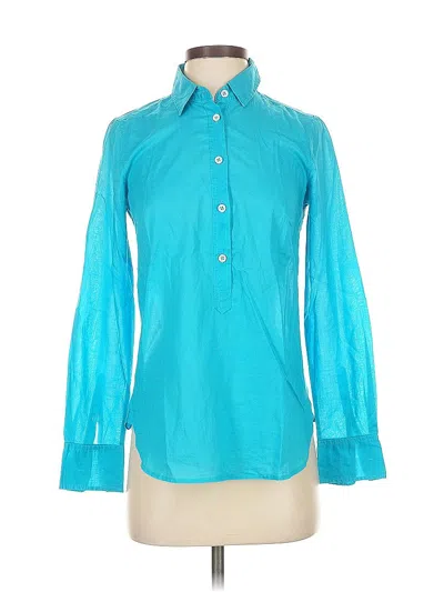 Pre-owned Jcrew Long Sleeve Blouse In Blue