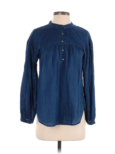 Pre-owned Jcrew Long Sleeve Blouse In Blue