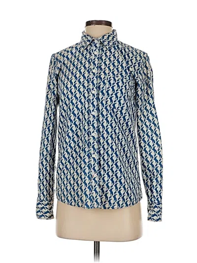 Pre-owned Jcrew Long Sleeve Blouse In Blue