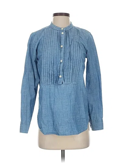 Pre-owned Jcrew Long Sleeve Blouse In Blue