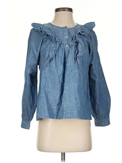 Pre-owned Jcrew Long Sleeve Blouse In Blue