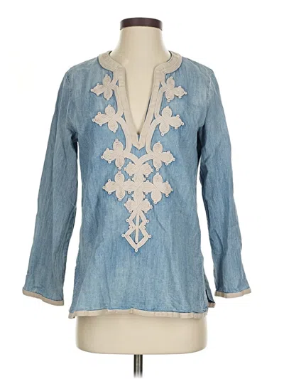 Pre-owned Jcrew Long Sleeve Blouse In Blue