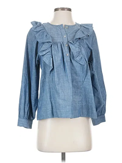 Pre-owned Jcrew Long Sleeve Blouse In Blue