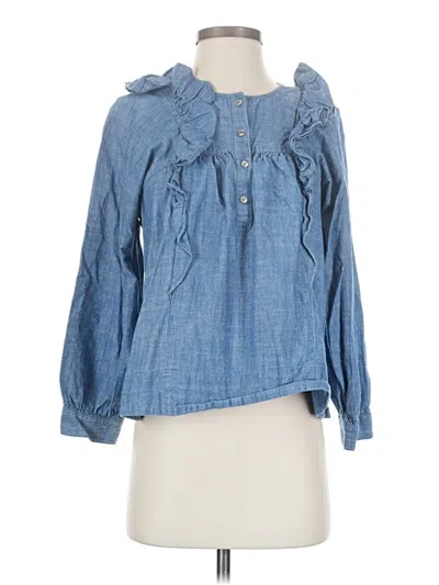 Pre-owned Jcrew Long Sleeve Blouse In Blue