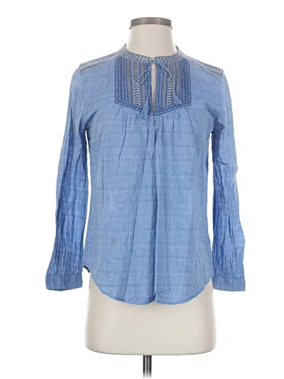 Pre-owned Jcrew Long Sleeve Blouse In Blue