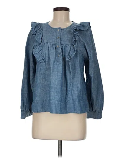 Pre-owned Jcrew Long Sleeve Blouse In Blue