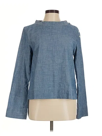 Pre-owned Jcrew Long Sleeve Blouse In Blue