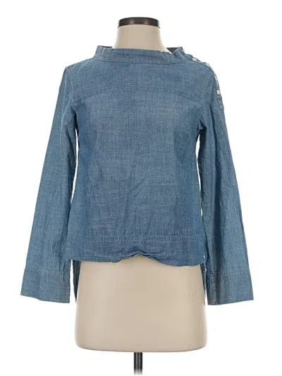 Pre-owned Jcrew Long Sleeve Blouse In Blue