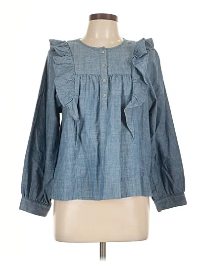 Pre-owned Jcrew Long Sleeve Blouse In Blue
