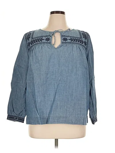 Pre-owned Jcrew Long Sleeve Blouse In Blue