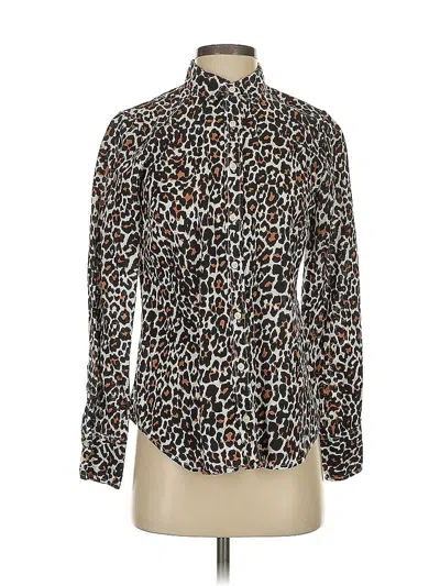 Pre-owned Jcrew Long Sleeve Blouse In Brown