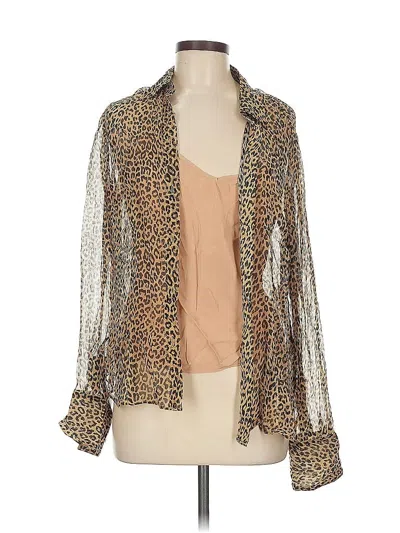 Pre-owned Jcrew Long Sleeve Blouse In Brown