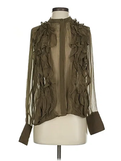 Pre-owned Jcrew Long Sleeve Blouse In Brown
