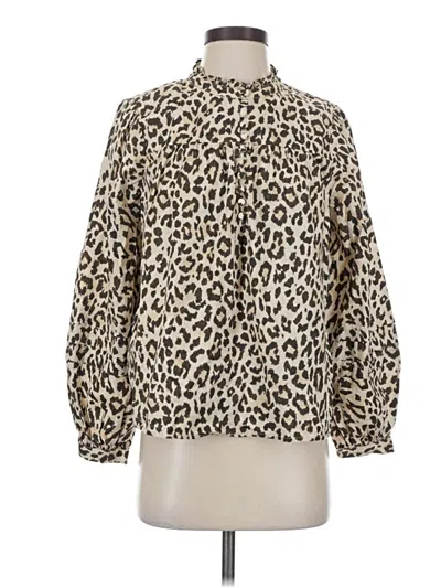 Pre-owned Jcrew Long Sleeve Blouse In Brown
