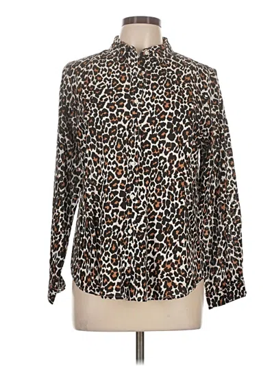 Pre-owned Jcrew Long Sleeve Blouse In Brown