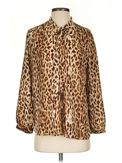 Pre-owned Jcrew Long Sleeve Blouse In Brown