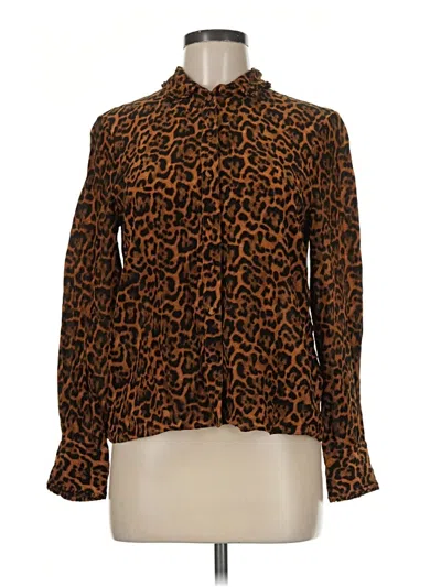 Pre-owned Jcrew Long Sleeve Blouse In Brown