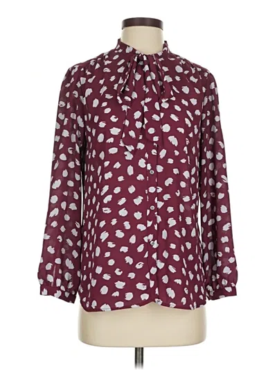 Pre-owned Jcrew Long Sleeve Blouse In Burgundy