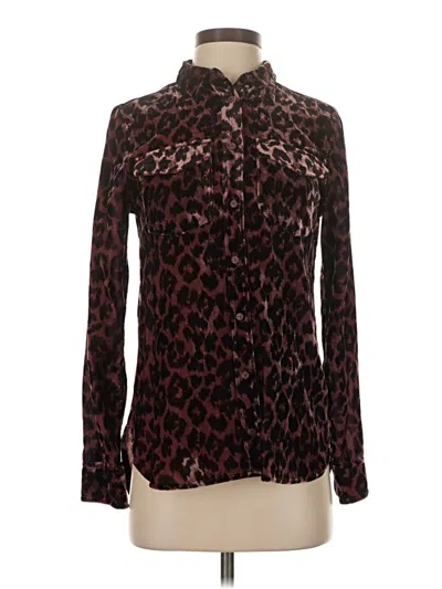 Pre-owned Jcrew Long Sleeve Blouse In Burgundy