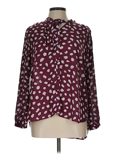 Pre-owned Jcrew Long Sleeve Blouse In Burgundy