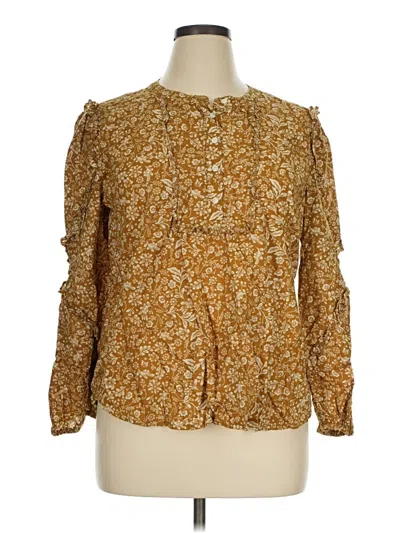 Pre-owned Jcrew Long Sleeve Blouse In Gold