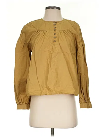 Pre-owned Jcrew Long Sleeve Blouse In Gold