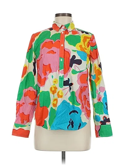 Pre-owned Jcrew Long Sleeve Blouse In Green