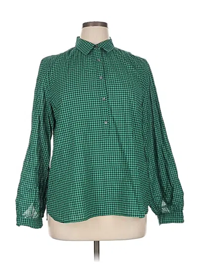 Pre-owned Jcrew Long Sleeve Blouse In Green