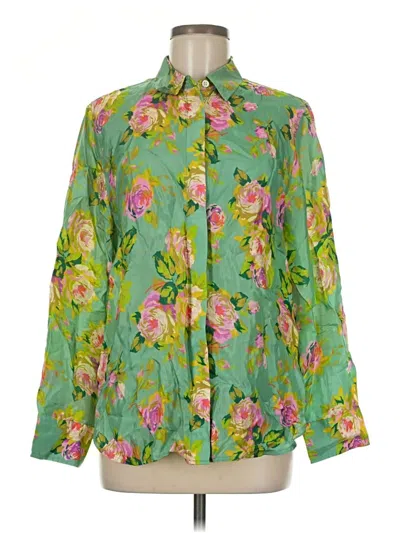 Pre-owned Jcrew Long Sleeve Blouse In Green