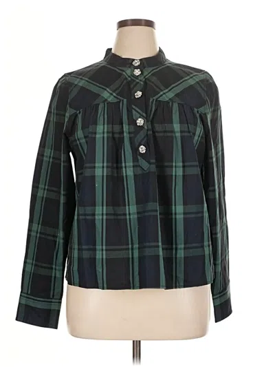 Pre-owned Jcrew Long Sleeve Blouse In Green