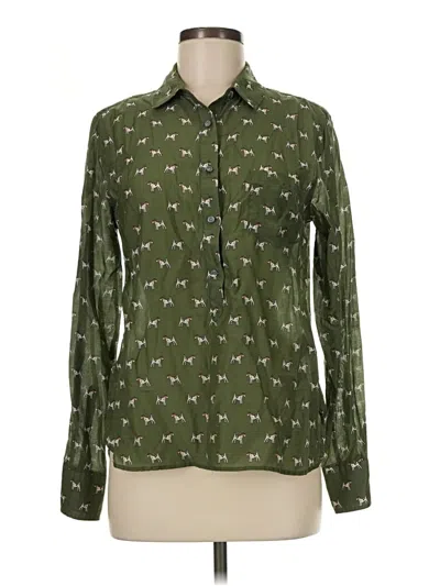 Pre-owned Jcrew Long Sleeve Blouse In Green