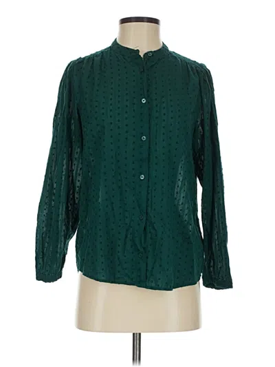 Pre-owned Jcrew Long Sleeve Blouse In Green