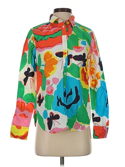 Pre-owned Jcrew Long Sleeve Blouse In Green