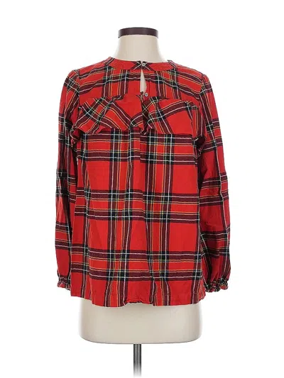 Pre-owned Jcrew Long Sleeve Blouse In Red