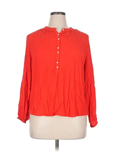 Pre-owned Jcrew Long Sleeve Blouse In Red