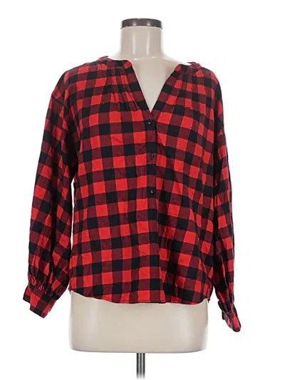 Pre-owned Jcrew Long Sleeve Blouse In Red