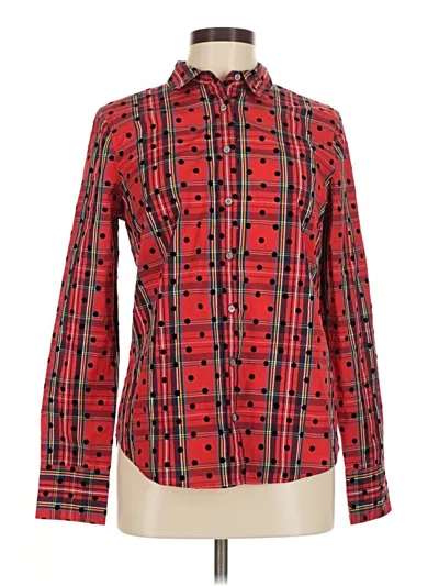 Pre-owned Jcrew Long Sleeve Blouse In Red