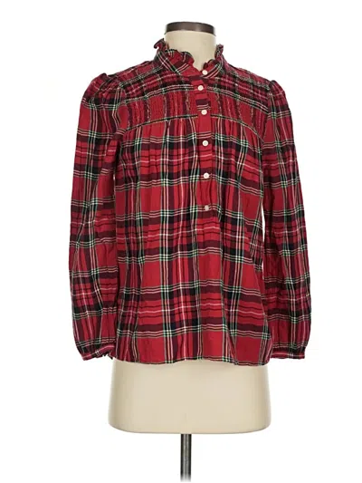 Pre-owned Jcrew Long Sleeve Blouse In Red