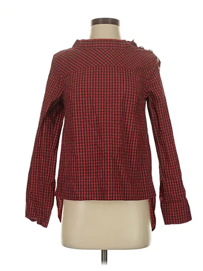 Pre-owned Jcrew Long Sleeve Blouse In Red
