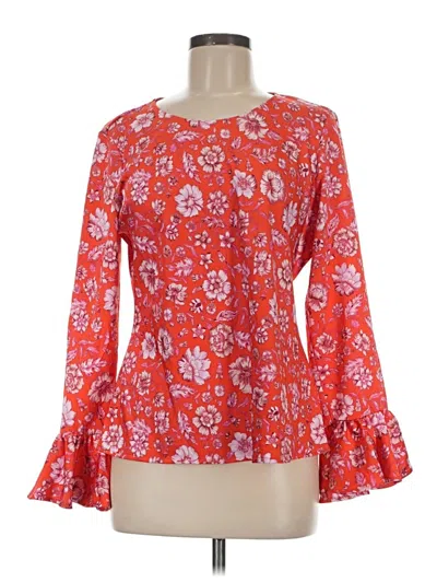 Pre-owned Jcrew Long Sleeve Blouse In Red