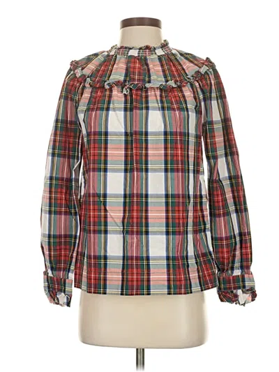 Pre-owned Jcrew Long Sleeve Blouse In Red