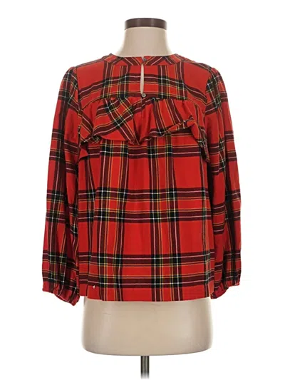 Pre-owned Jcrew Long Sleeve Blouse In Red