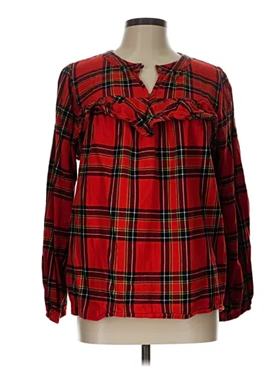 Pre-owned Jcrew Long Sleeve Blouse In Red
