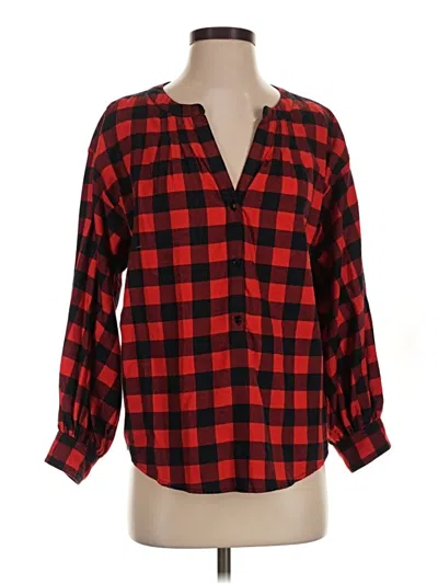 Pre-owned Jcrew Long Sleeve Blouse In Red