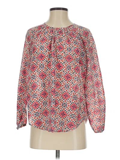 Pre-owned Jcrew Long Sleeve Blouse In Red