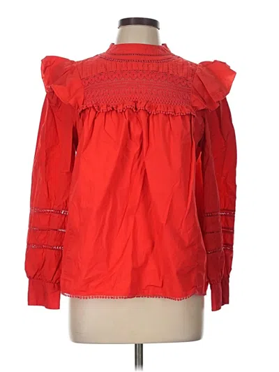 Pre-owned Jcrew Long Sleeve Blouse In Red