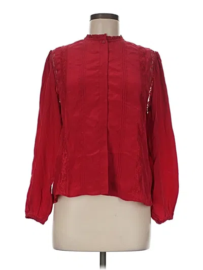 Pre-owned Jcrew Long Sleeve Blouse In Red