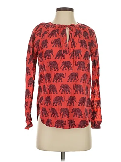 Pre-owned Jcrew Long Sleeve Blouse In Red
