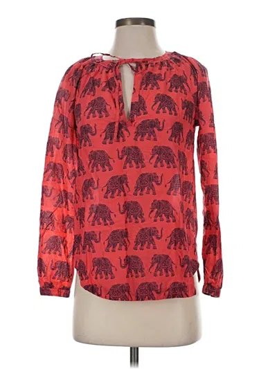 Pre-owned Jcrew Long Sleeve Blouse In Red